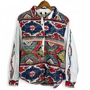 Vintage Aztec print cotton button front shirt